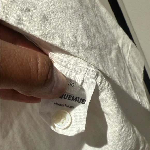 Jacquemus White and Light Blue Short Sleeve Button-Up Shirt - Picture 3 of 7